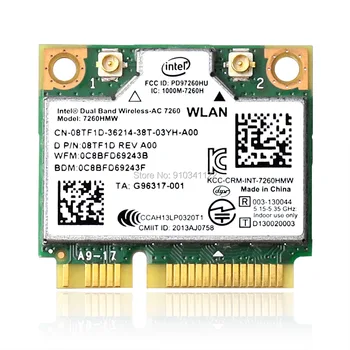 AC7260 Двухдиапазонная беспроводная сеть-ac 7260 7260HMW + Bluetooth 4.0 867 Мбит/с IEEE 802.11ac PCIe Half Mini Wifi карта для DELL intel 7260AC