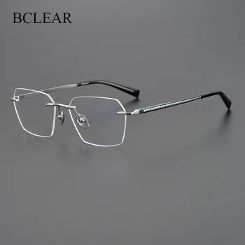 BCLEAR Классические очки без оправы из чистого титана, Мужские И женские оптические очки, Простые Стильные очки без оправы, Удобные, горячие