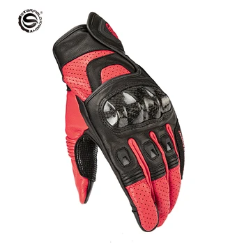 Черные, красные Мотоциклетные Перчатки из козьей кожи с сенсорным экраном на весь палец, гоночные перчатки для езды на мотоцикле, аксессуары для мотокросса