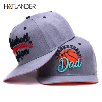 HATLANDER оригинальной полу изогнутый snapback шапки бейсболка мама папа баскетбол кепка пары, серый хип-хоп кепки кость спортивные шапки