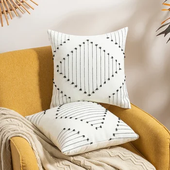 Хлопковый плотный чехол для подушки в стиле Бохо 45x45 см, Декоративная наволочка для декора дивана, Наволочка с вышивкой, Дизайн чехлов для подушек