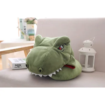 Подушка для шеи с капюшоном в виде динозавра, мультяшное плюшевое животное, подушка для путешествий, мягкая игрушка для детей и взрослых