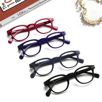 Женские модные Круглые компьютерные HD Декоративные очки для чтения на пружинных шарнирах, мужские удобные очки по рецепту