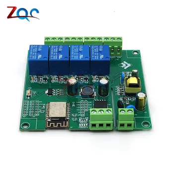 AC 90-250 В/DC 7-30 В/5 В Источник Питания ESP8266 ESP-12F WiFi Программируемый модуль разработки 4-канальная Релейная плата для IOT Arduino