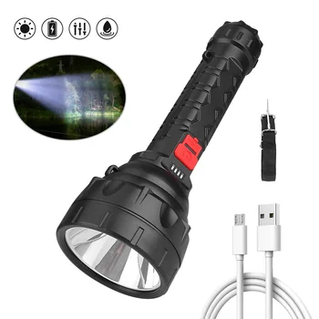 Светодиодный фонарик с сильным светом, фонарь для кемпинга, водонепроницаемый фонарь, сверхдальний мощный фонарик, USB перезаряжаемый