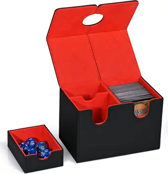 Коробка для карт с лотком для игры в кости, подходит для карт MTG, более 200 коробок для хранения карт, подходит для 100 двойных наборов карт, подходит для