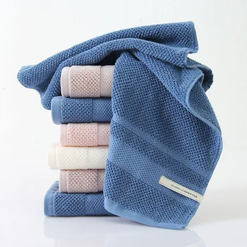 Утолщенное из чистого хлопка однотонное домашнее гостиничное впитывающее полотенце для мытья лица хлопчатобумажное полотенце с вышивкой на каждый день