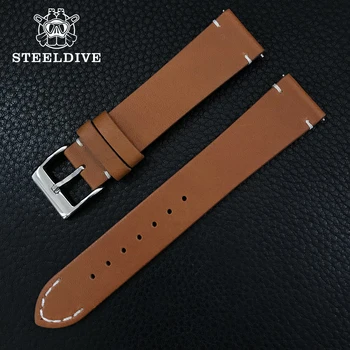 Официальный Кожаный ремешок для часов STEELDIVE шириной 20 мм, коричневый Запасной ремешок для часов SD2503