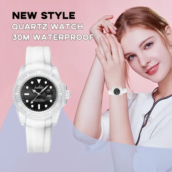 Женские Роскошные часы крупного бренда, Оригинальные водонепроницаемые мужские часы, Модные кварцевые наручные часы с силиконовым ремешком