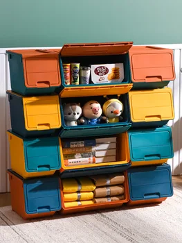 Продается в 3 комплектах Коробка для хранения игрушек Пластиковая Большая открытая передняя коробка для хранения раскладушек Коробка для хранения детской одежды и закусок