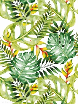 Отклейте и приклейте обои с тропическими пальмовыми листьями, Съемные зеленые /светло-зеленые виниловые самоклеящиеся наклейки на стену для домашнего декора Спальни