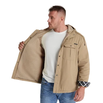 Зимняя мужская куртка из плюша большого размера с толстым капюшоном, однотонная рубашка, куртка из овечьего бархата, зимняя хлопковая верхняя куртка