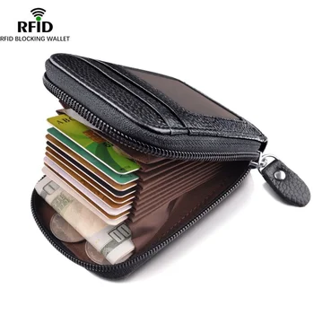 Кошелек для мужчин, держатель для кредитных карт, RFID-блокирующий карман на молнии, Кошелек для мужчин, Rfid-мужской кошелек, мини-сумка для хранения монет, держатель для удостоверения личности