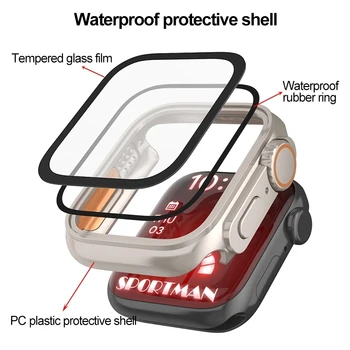 Защитная крышка экрана для Apple Watch Case 45 мм 44 мм Series 8 7 PC Watch Cases + Закаленное стекло Сменить На Аксессуары Ultra Style
