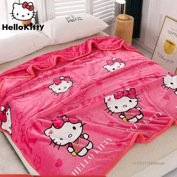 Sanrio Плюшевое одеяло Hello Kitty, Простыня, мягкие Одеяла Для детей и взрослых, Мультяшный кондиционер, одеяло для сна, Весеннее Пушистое одеяло