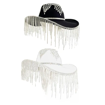 Женская шляпа для Девичника, Ковбойская шляпа для ночного клуба, Западная Ковбойская шляпа с широкими полями