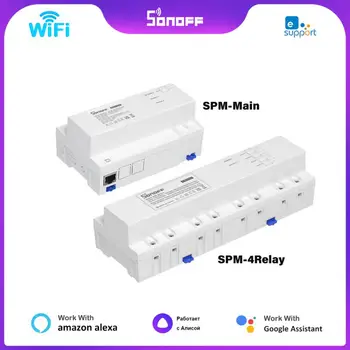 Новый SONOFF SPM Main 4 реле Умный наращиваемый измеритель мощности Защита от перегрузки Переключатель контроля энергопотребления Поддержка SD-карты
