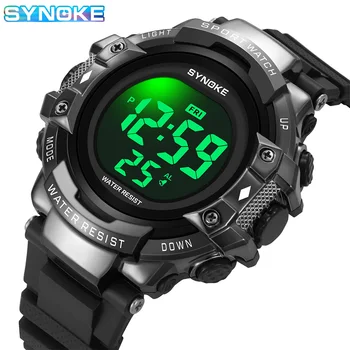 Спортивные часы SYNOKE для мужчин, Водонепроницаемые Электронные Мужские Наручные часы с большим Циферблатом, Многофункциональная Сигнализация, Мужские часы Relojes Hombres