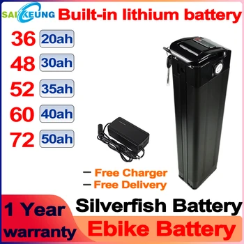 36V 48V Silverfish портативный аккумулятор для электрического велосипеда 52V E bike battery controller 60V bafang 1500W 72v 50ah литий-тонный аккумулятор