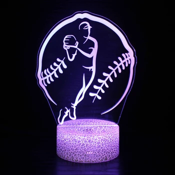 Nighdn 3D Бейсбол Спортивный Светодиодный Ночник Лампа Прикроватный Столик для Украшения дома Спальня День Рождения Рождественский Подарок для Детей Женщин