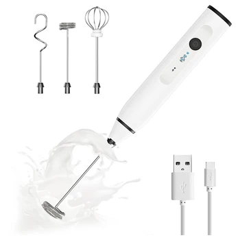 Ручной Электрический Взбиватель молока, Взбивалка для яиц, USB Перезаряжаемый Блендер для кофе, Бытовой молочник, Миксер, Пенообразователь, Белый