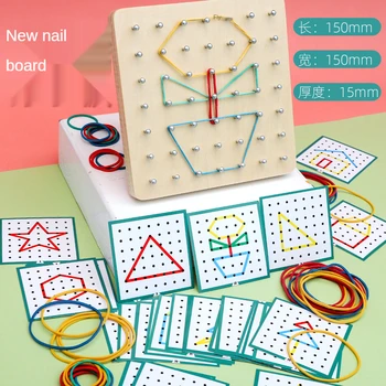 Детская креативная игрушка Монтессори, графика, Резиновый галстук, доски для ногтей с карточками, Образование для детей дошкольного возраста, Развивающие игрушки
