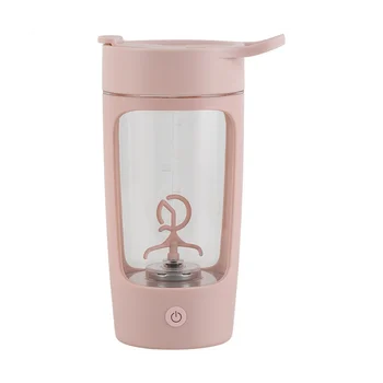 Миксер для взбивания протеинового порошка, Шейкер, чашка, Электрическая Портативная бутылка для кофе, без подзарядки от USB 1200 мАч, розовый