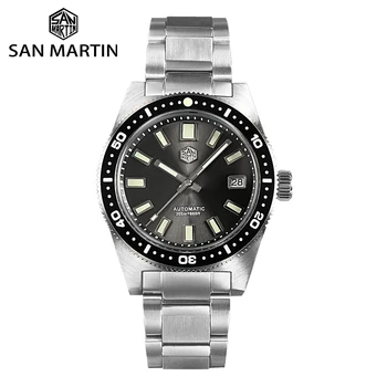 San Martin 62mas V4 41mm Diver Watch Сапфировый Логотип NH35 Автоматические Механические Часы Браслет Дата 20Bar Lume SN0007