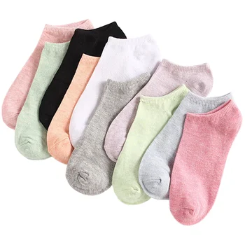 5 пар/лот, Новые женские носки для взрослых, повседневные однотонные короткие носки
