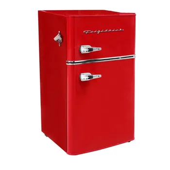 Двухдверный Компактный холодильник Frigidaire Retro объемом 3,2 кубических фута с морозильной камерой, красный