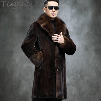 Tcyeek/ Зимняя Высококачественная Куртка Из натурального Меха, Мужская Одежда, Модная Шуба средней длины Из Цельного натурального Меха Норки, Мужская Роскошная Chaquetas Hombre