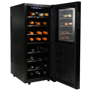 Двухзонный Винный холодильник для бутылок Series 24, Черный Термоэлектрический Винный холодильник, 2,4 кубических фута (68 л), Винный погреб, Красное, Белое, Игристое