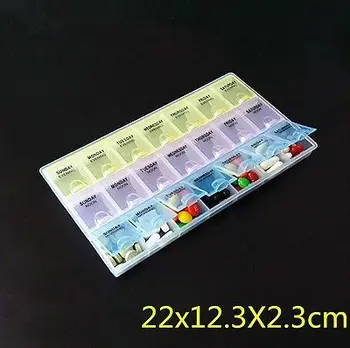 Новая горячая 7-дневная коробка для хранения таблеток, еженедельный органайзер для лекарств, 21 слот