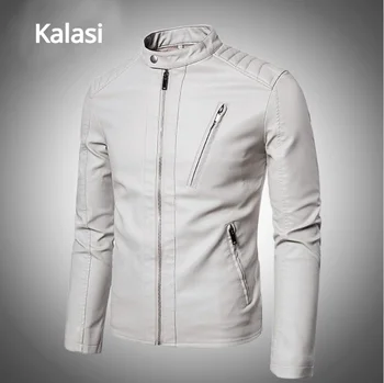 Мужская Куртка из искусственной кожи 2023, Мотоциклетные Осенние Мужские Куртки, Белая Верхняя Одежда Jaqueta De Couro Masculina, Мужские Пальто из искусственной Кожи 5XL