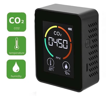Детектор CO2, многофункциональный термогигрометр, Монитор качества воздуха, Датчик контроля CO2, Детектор газа, Анализатор, измеритель CO2
