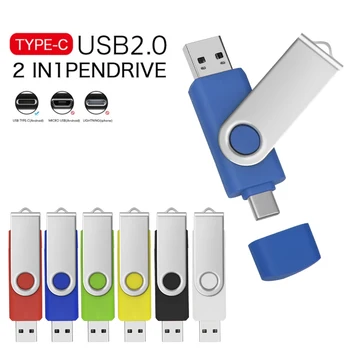 USB 2.0 TYPE C USB флэш-накопитель type c Флеш-накопитель 64 ГБ 32 ГБ USB флэш-накопитель 16 ГБ 8 ГБ 4 ГБ USB-накопитель 2 в 1 Высокоскоростной флешки