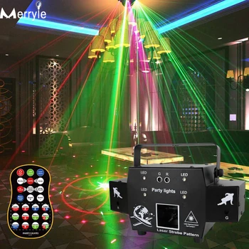 Лазерный луч DMX 512, Голосовое управление, DJ-эффект диско, светильник для бара, домашней вечеринки, праздничного освещения сцены с беспроводным пультом дистанционного управления