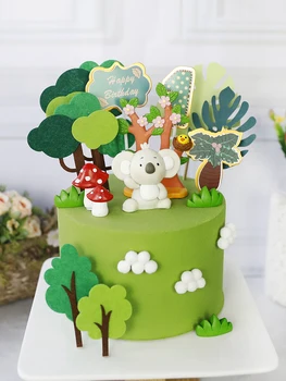 Грибы джунгли украшения торта милые поставка полимерной глины лень торт Топпер набор, торт декор, торт вставить карту на день рождения 