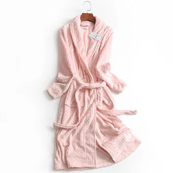 Женские Ночные рубашки, фланелевый утепленный халат с отворотами на зиму, Новая домашняя одежда с длинными рукавами для женщин