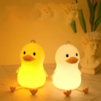 2023 Новый Силиконовый подарок Happy Duck Прикроватная Тумбочка для сна, Подарок для девочек, Лампа для Похлопывания, Прекрасный Ночник, Украшение для движения животных в спальне