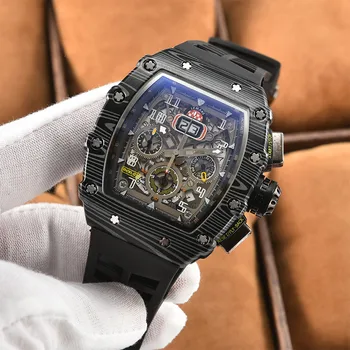 Лучшие Мужские часы AAA + класса люкс от бренда Richard, белые керамические многофункциональные водонепроницаемые часы, светящиеся в темноте