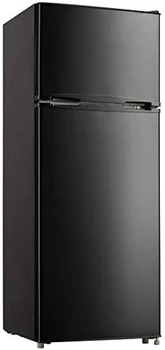 RFR741-ЧЕРНЫЙ Размер квартиры-Верхняя морозильная камера-Холодильник с 2 дверцами-Регулируемый термостат-Черный-7,5 кубических футов