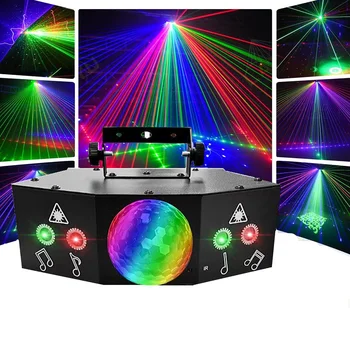 DJ Диско Лазерный проектор, светодиодный диско-шар с дистанционным управлением, Стробоскоп, Рождественские праздничные свадебные сценические эффекты, огни