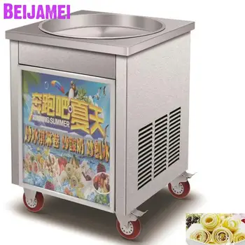 BEIJAMEI Электрическая машина для приготовления тайских рулетов для мороженого, коммерческая, диаметром 50 см, Большие круглые Формы Для приготовления жареного льда