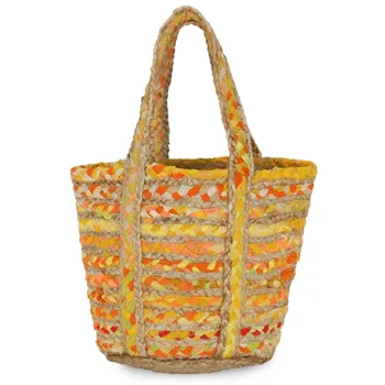 Ручная сумка из индийского джута и хлопка, Плетеная сумочка, Вместительные сумки-тоут, косметичка