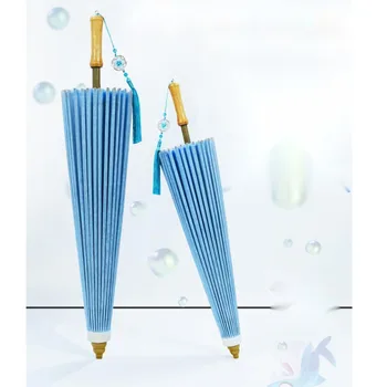 Безвкусная синяя Промасленная бумага, водонепроницаемый пляжный зонт с декоративной тенью, Антикварный Практичный солнцезащитный крем от дождя, Традиционный зонтик Дешево