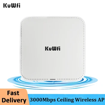 KuWFi 3000 Мбит/с Потолочная точка доступа 2,4 G 5G Двухдиапазонный WiFi 6 Внутренний Беспроводной Маршрутизатор Wifi Точка доступа 48V Poe Усилитель Сигнала Wi fi