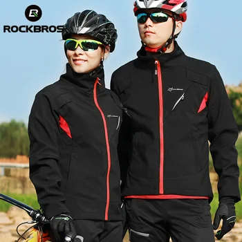 Велосипедные костюмы ROCKBROS, Зимняя флисовая куртка, Брюки, Непромокаемые Ветрозащитные Светоотражающие майки для верховой езды, Мужская И женская спортивная одежда