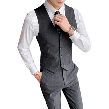 2023 Новый жилет + брюки, мужской костюм в британском ретро стиле, осенняя деловая рабочая куртка, корейская версия, приталенный большой размер