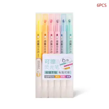 6 Цветных стираемых маркеров с двумя концами, ручки-фломастеры для ведения журнала в стиле скрапбукинга
